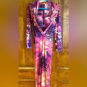 Eman Zaki Belly Dance Dress with hip and head scarves. Made in Egypt.